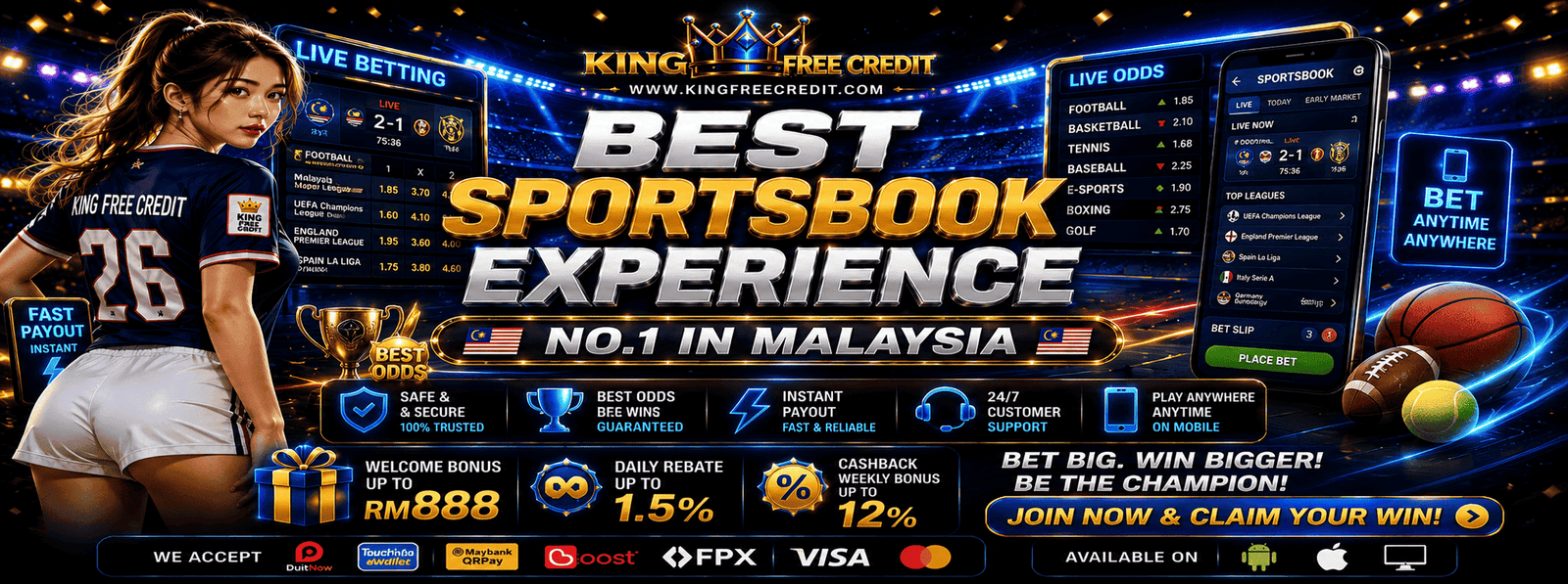 KingFreeCredit Best Sportsbook Betting Platform
